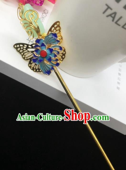 Traditional Handmade Chinese Classical Hair Accessories Blueing Butterfly Hairpins for Women