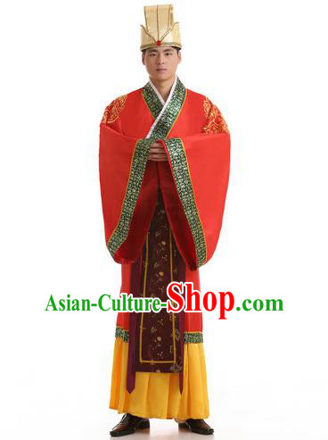 Traditional Chinese Han Dynasty Minister Costume, China Ancient Chancellor Hanfu Robe Clothing for Men