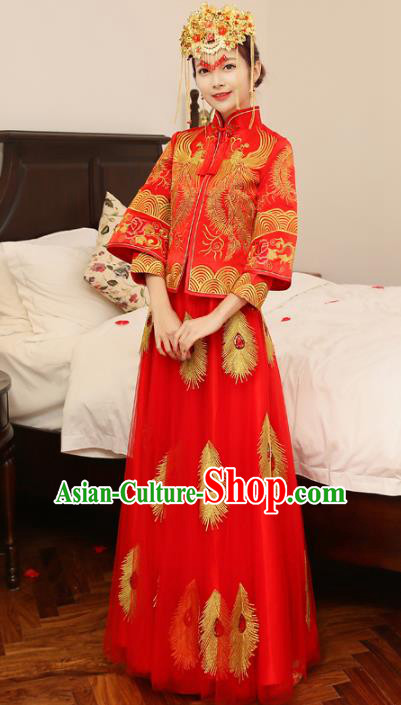 Ancient Chinese Wedding Xiuhe Suit Costume China Traditional Bride Embroidered Phoenix Clothing for Women