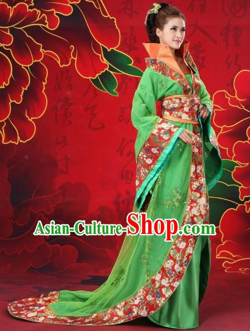 Traditional Chinese Ancient Imperial Consort Costume, China Tang Dynasty Palace Lady Embroidered Trailing Clothing for Women