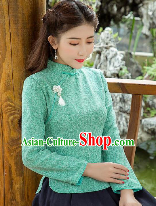 Traditional Chinese National Costume Hanfu Slant Opening Cheongsam Blouse, China Tang Suit Upper Outer Garment Shirt for Women