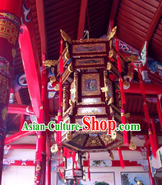Traditional Chinese Handmade Woodcarving Ceiling Lantern Classical Palace Lantern China Temple Palace Lamp