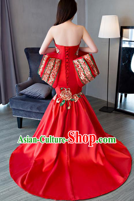 Chinese Wedding Catwalks Costume Opening Dance Bride Full Dress Cheongsam for Women
