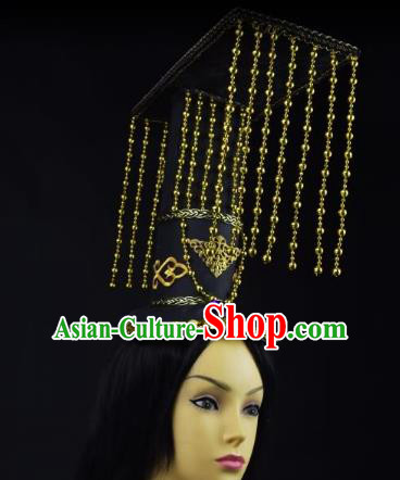 Traditional Handmade Chinese Ancient Tang Dynasty Emperor Tassel Hat Headwear for Men