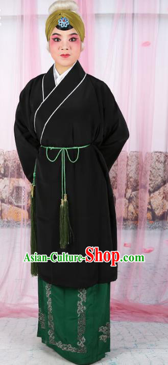 Chinese Beijing Opera Old Women Black Costume, China Peking Opera Pantaloon Robe Clothing