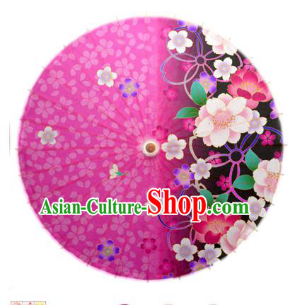 Asian China Dance Umbrella Handmade Classical Printing Flowers Oil-paper Umbrellas Stage Performance Rosy Umbrella