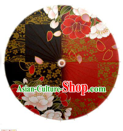 Asian China Dance Umbrella Handmade Classical Printing Flowers Red Oil-paper Umbrellas Stage Performance Umbrella