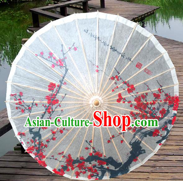 Asian China Dance Umbrella Stage Performance Umbrella Handmade Printing Wintersweet Oil-paper Umbrellas