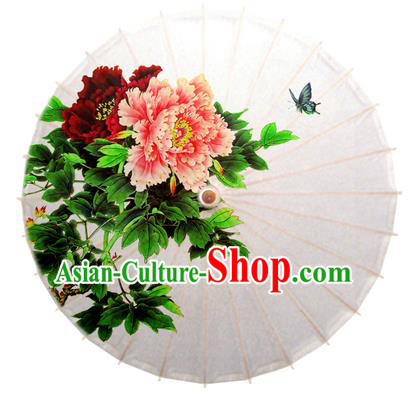 Asian China Dance Handmade Umbrella Stage Performance Umbrella Printing Peony Butterfly Oil-paper Umbrellas