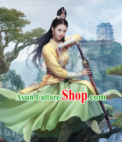 Traditional Chinese Ancient Tang Dynasty Swordswoman Embroidered Costume