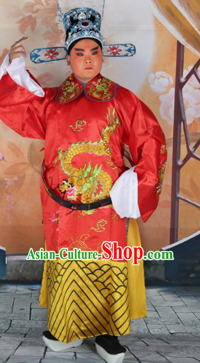 Chinese Beijing Opera Lang Scholar Costume Red Embroidered Robe, China Peking Opera Prince Embroidery Clothing