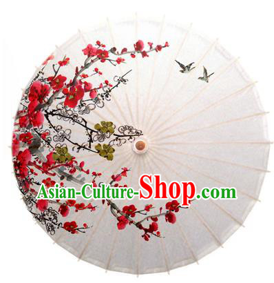 China Traditional Dance Handmade Umbrella Ink Painting Plum Blossom Birds Oil-paper Umbrella Stage Performance Props Umbrellas