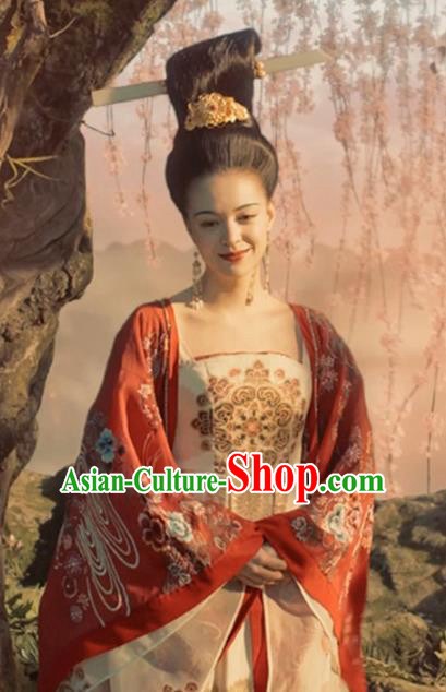 Traditional Chinese Ancient Tang Dynasty Imperial Concubine Embroidered Wedding Costume for Women