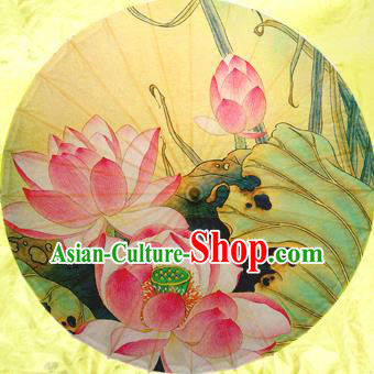 Handmade China Traditional Dance Painting Lotus Umbrella Oil-paper Umbrella Stage Performance Props Umbrellas