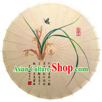 Handmade China Traditional Dance Painting Cymbidium Umbrella Oil-paper Umbrella Stage Performance Props Umbrellas