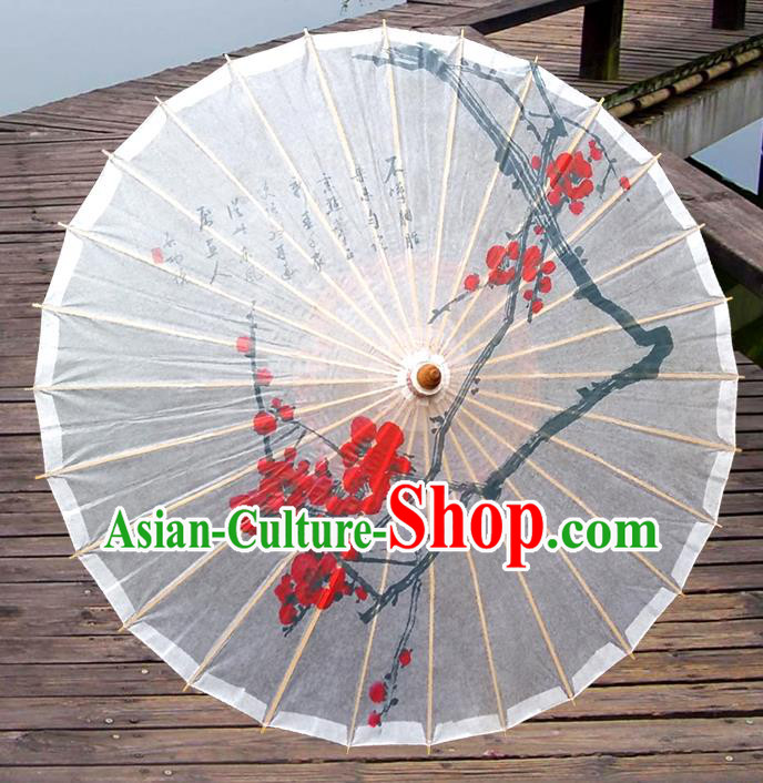 Handmade China Traditional Dance Ink Painting Wintersweet Umbrella Oil-paper Umbrella Stage Performance Props Umbrellas