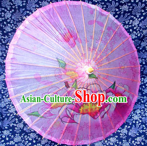 China Traditional Dance Handmade Umbrella Printing Pink Oil-paper Umbrella Stage Performance Props Umbrellas