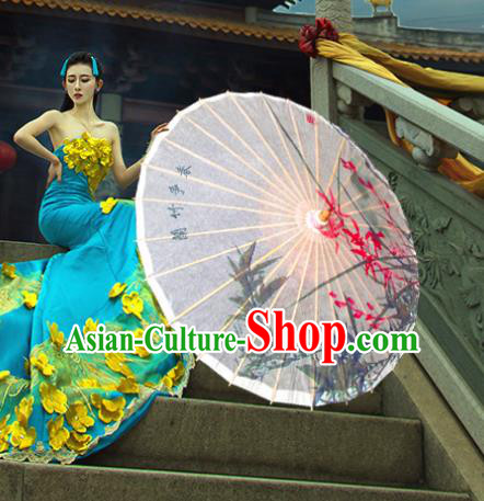 China Traditional Dance Handmade Umbrella Classical Printing Orchid Bamboo Oil-paper Umbrella Stage Performance Props Umbrellas