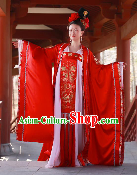 Traditional Chinese Ancient Tang Dynasty Royal Princess Wedding Embroidered Costume for Women