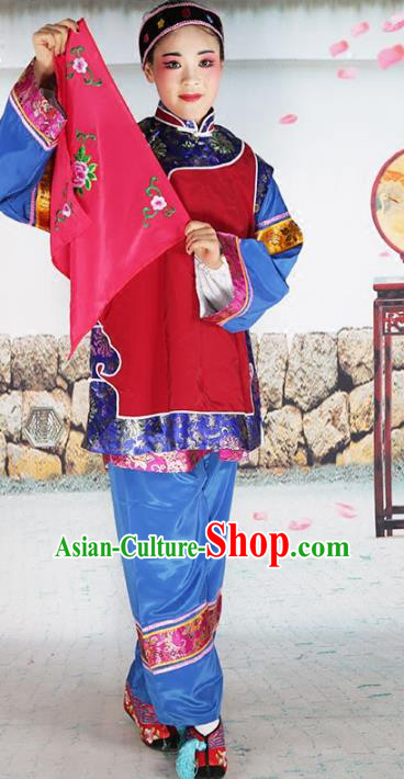 Chinese Beijing Opera Landlord Shiva Embroidered Red Costume, China Peking Opera Pantaloon Embroidery Clothing