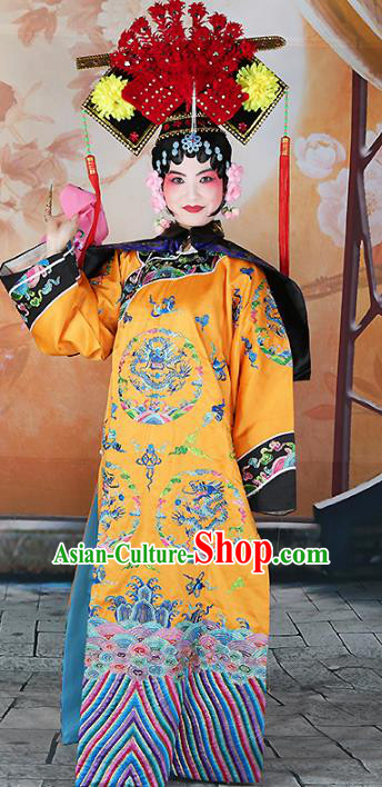 Chinese Beijing Opera Actress Manchu Lady Embroidered Costume, China Peking Opera Diva Embroidery Clothing