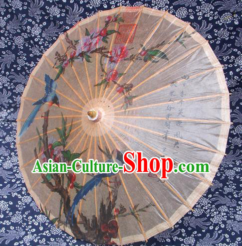 Handmade China Traditional Folk Dance Umbrella Stage Performance Props Umbrellas Painting Malus Spectabilis Birds Oil-paper Umbrella
