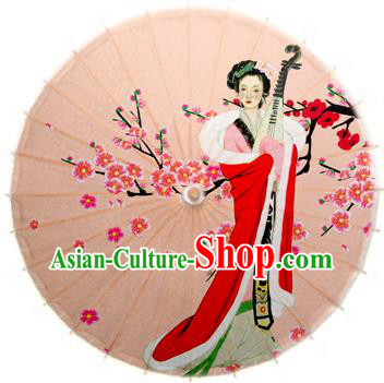 Handmade China Traditional Folk Dance Umbrella Stage Performance Props Umbrellas Painting Beauty Lute Oil-paper Umbrella