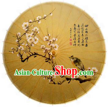 China Traditional Folk Dance Paper Umbrella Hand Painting Peach Blossom Bird Oil-paper Umbrella Stage Performance Props Umbrellas