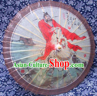 Handmade China Traditional Folk Dance Umbrella Stage Performance Props Umbrellas Printing Zhong Kui Oil-paper Umbrella