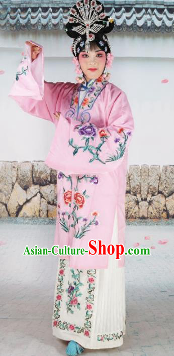 Chinese Beijing Opera Actress Princess Embroidered Pink Costume, China Peking Opera Diva Embroidery Clothing