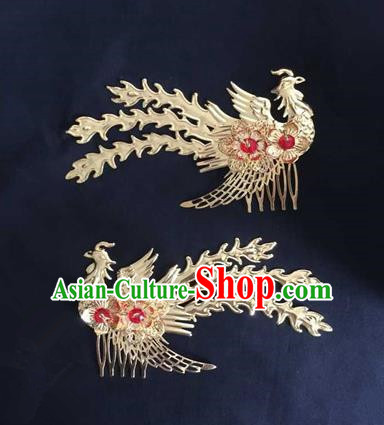 Asian China Handmade Classical Hair Accessories Phoenix Hairpins Hair Comb