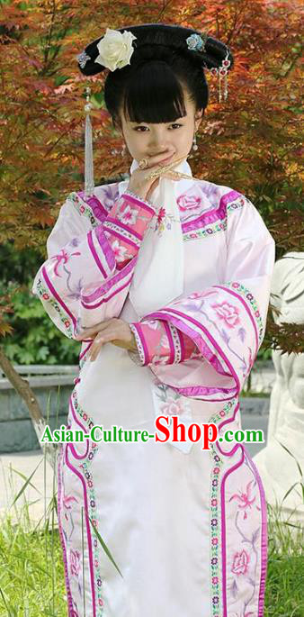 Traditional Chinese Ancient Qing Dynasty Princess Manchu Palace Lady Embroidered Costume for Women