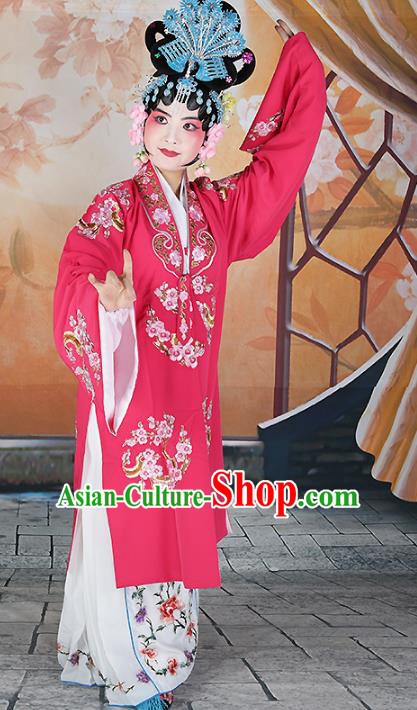 Chinese Beijing Opera Actress Princess Embroidered Peach Pink Costume, China Peking Opera Diva Embroidery Clothing