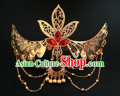Traditional Handmade Chinese Ancient Classical Hair Accessories Hairpins Golden Phoenix Coronet for Women