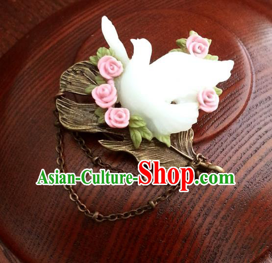 Traditional Handmade Chinese Ancient Classical Accessories Brooch Pigeons Breastpin for Women