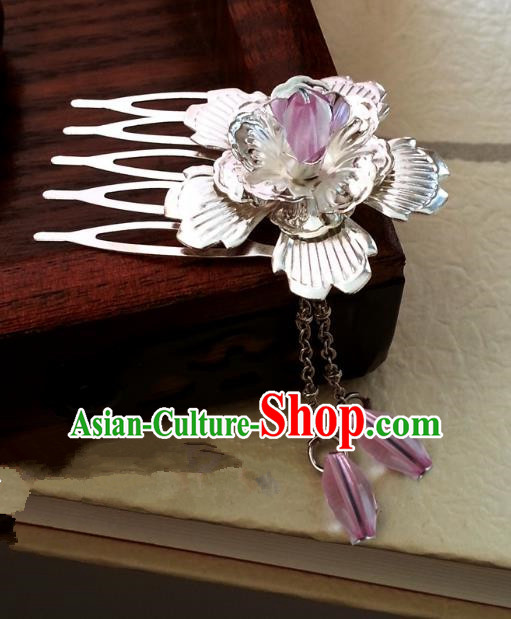 Traditional Handmade Chinese Ancient Classical Hair Accessories Pink Tassel Hairpins Headwear for Women