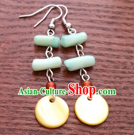 Traditional Chinese Handmade Ancient Princess Hanfu Shell Eardrop Classical Palace Lady Earrings for Women