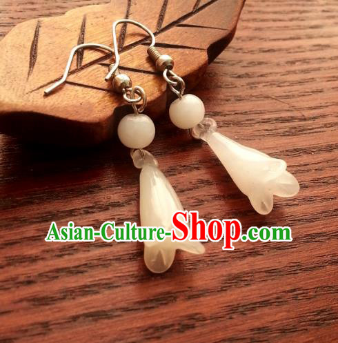 Traditional Chinese Handmade Ancient Princess Hanfu Magnolia Eardrop Classical Palace Lady Earrings for Women