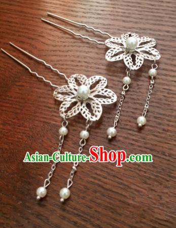 Handmade Traditional Chinese Classical Hair Accessories Flower Tassel Step Shake Ancient Hanfu Hairpins for Women