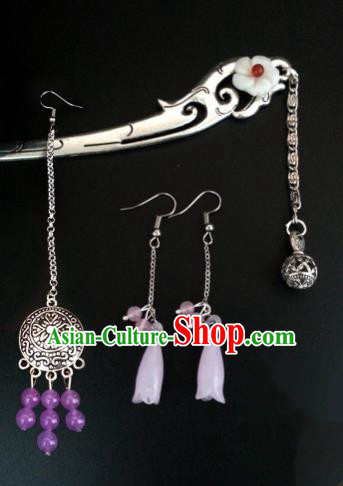 Handmade Traditional Chinese Classical Hair Accessories Ancient Bride Hanfu Hairpins and Earrings for Women