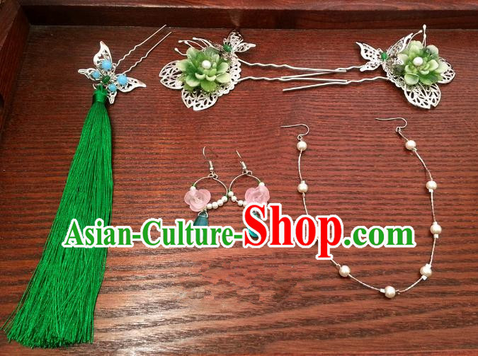 Handmade Traditional Chinese Classical Hair Accessories Ancient Bride Hanfu Butterfly Hairpins Step Shake for Women