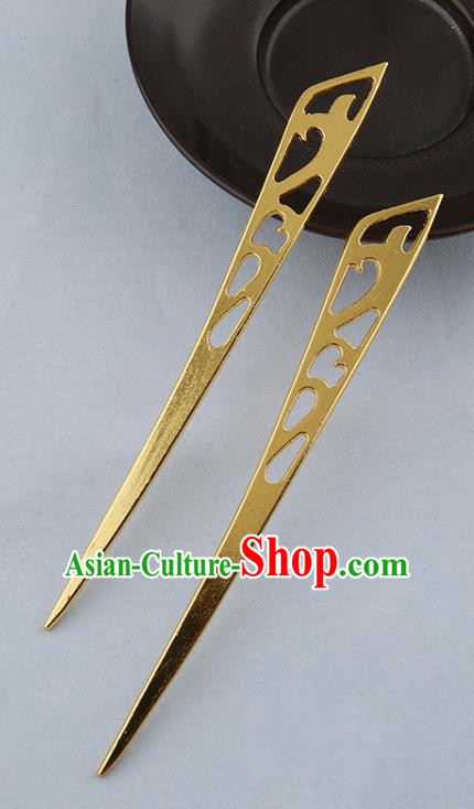 Asian Chinese Handmade Palace Lady Classical Hair Accessories Hanfu Golden Hairpins Headwear for Women
