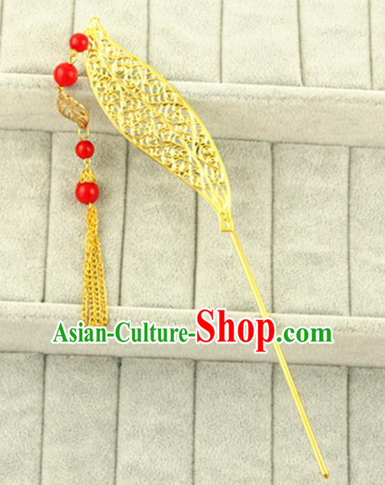Asian Chinese Handmade Classical Hair Accessories Princess Hairpins Golden Hair Stick for Women