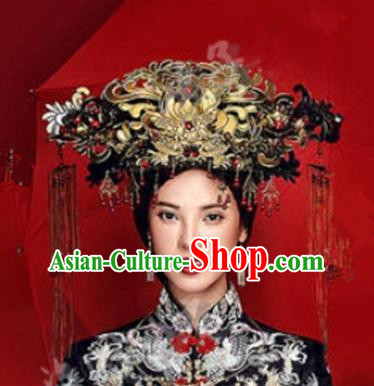 Asian Chinese Ancient Handmade Classical Hair Accessories Palace Lady Luxurious Phoenix Coronet Hairpins Complete Set for Women