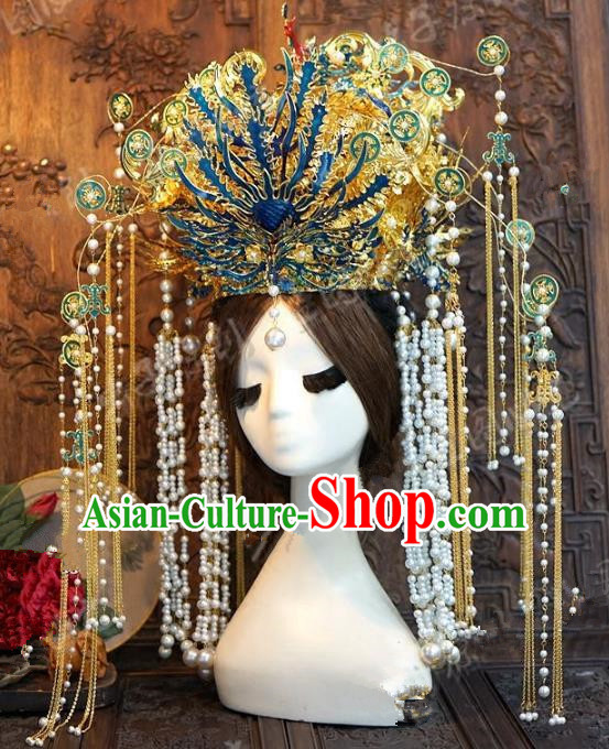 Chinese Handmade Classical Hairpins Hair Accessories Ancient Bride Luxurious Phoenix Coronet for Women