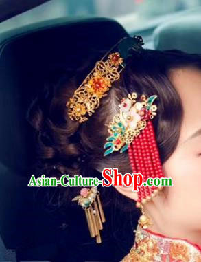 Chinese Ancient Handmade Classical Wedding Hair Accessories Hairpins Bride Headdress for Women