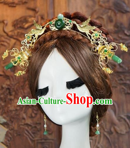 Chinese Ancient Handmade Classical Wedding Hair Accessories Phoenix Coronet Xiuhe Suit Bride Hairpins for Women
