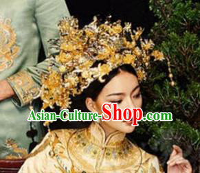 Asian Chinese Handmade Classical Hair Accessories Bride Phoenix Coronet Xiuhe Suit Hairpins Complete Set for Women