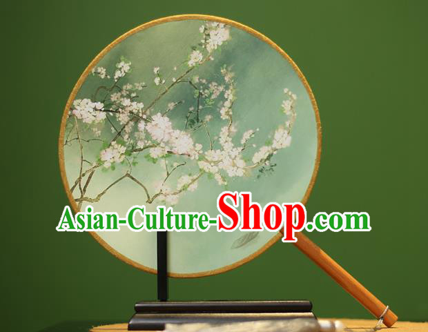 Traditional Chinese Crafts Printing Rosewood Round Fan, China Palace Fans Princess Silk Circular Fans for Women