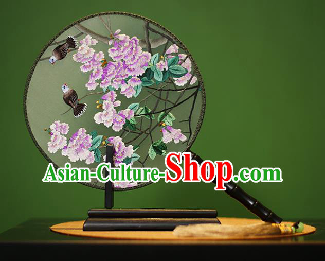 Traditional Chinese Crafts Embroidered Flowers Round Fan, China Palace Fans Princess Silk Circular Fans for Women